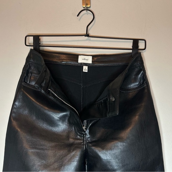 ARITZIA Wilfred The Melina Pant High-Waisted Vegan Leather Pants Black Size 4 - Picture 8 of 11